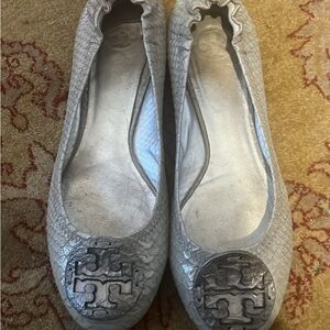 Tory Burch Women's Silver Ballet Flats